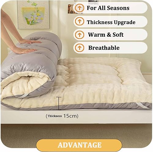 Miniatura 7 de Japanese Floor Mattress, Futon Mattress with Portable Storage Bag and Washable Cover, Roll Up Thick Tatami Mat Suitable for Camping, Guest Room