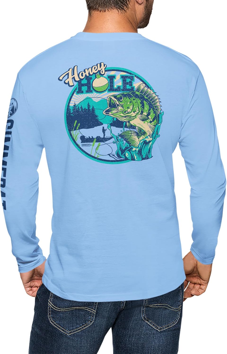 GIMMEDAT Fishing Honey Hole Long Sleeve Bass Fishing Men's and Women's Outdoor T-Shirt Gift Fun