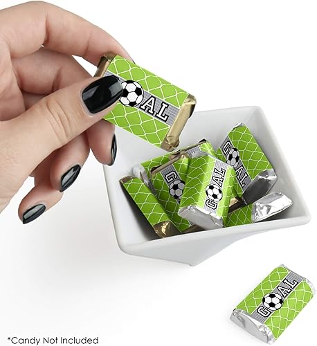 Miniatura 2 de Big Dot of Happiness Goaaal - Calcomanías de fútbol - Mini calcomanías para envoltorio de barra de caramelo, baby shower o fiesta de cumpleaños,