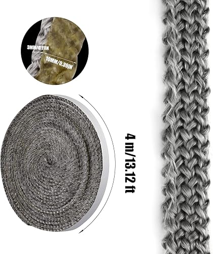 Miniatura 2 de Savita Sello de cinta para chimenea de 13 pies x 0.4 pulgadas x 0.118 in, junta de sello de cuerda de fibra de vidrio autoadhesiva de repuesto para