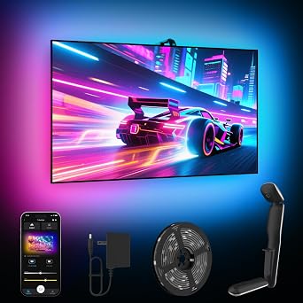 GIPOYENT TV LED Backlight with Camera, 20.34FT RGB Lights Sync to Screen for 65100 Inch TVs, Smart App Control, Music Sync Color Changing LED Strip Lights for Gaming, Movies, Bedroom