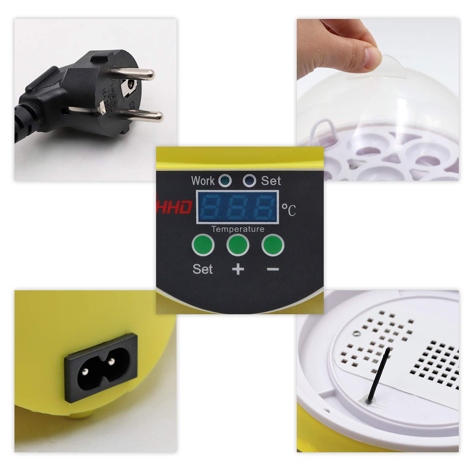 Couveuse Oeufs,Incubateur Oeuf Automatique pour 7 œufs, ContrôLe NuméRique Intelligent TempéRature, Incubateur pour Poulets Canards œUfs Caille (Ue)