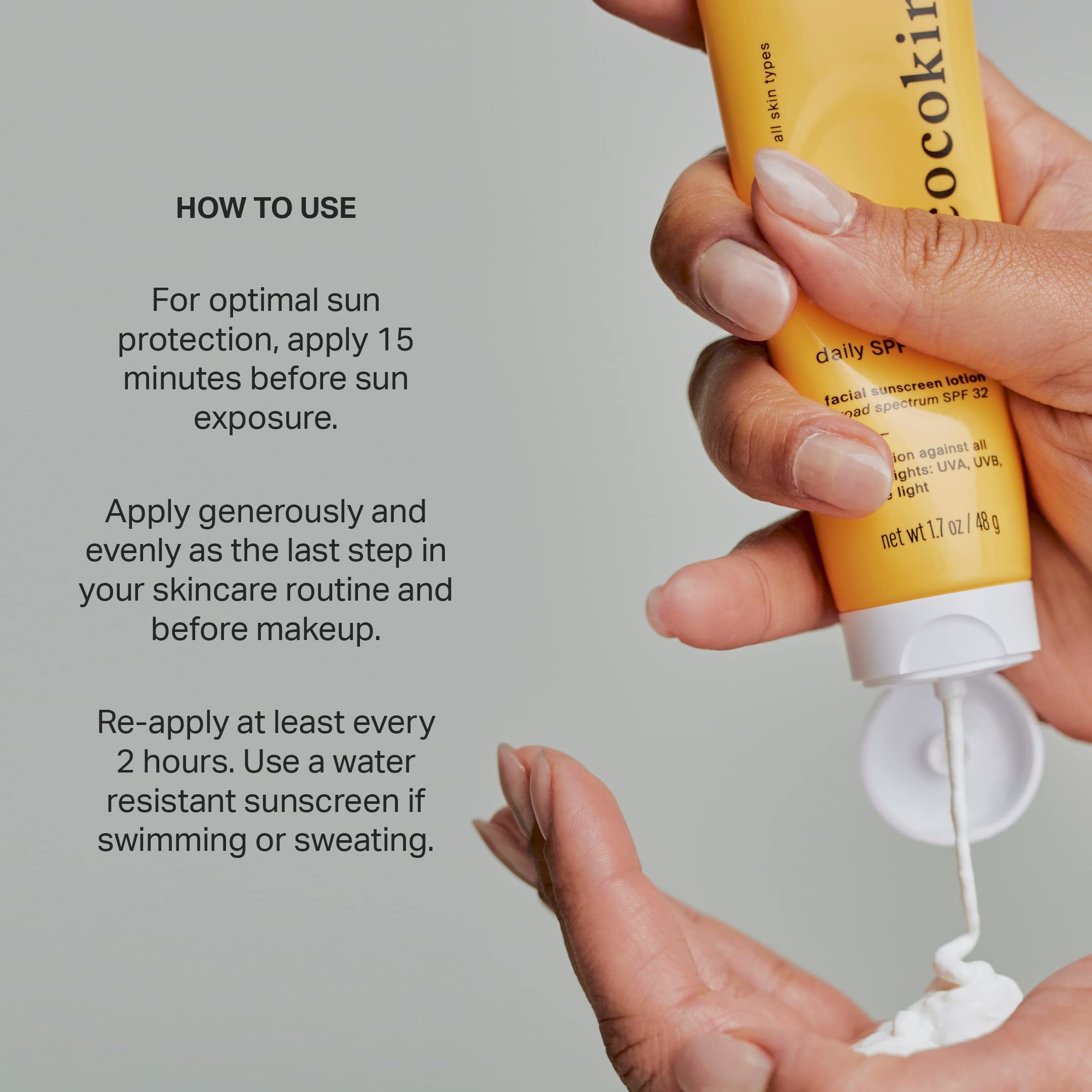 Cocokind SPF diario, protector solar facial, protector solar mineral con óxido de zinc, sin perfume, protector solar seguro para arrecifes con protección SPF 32