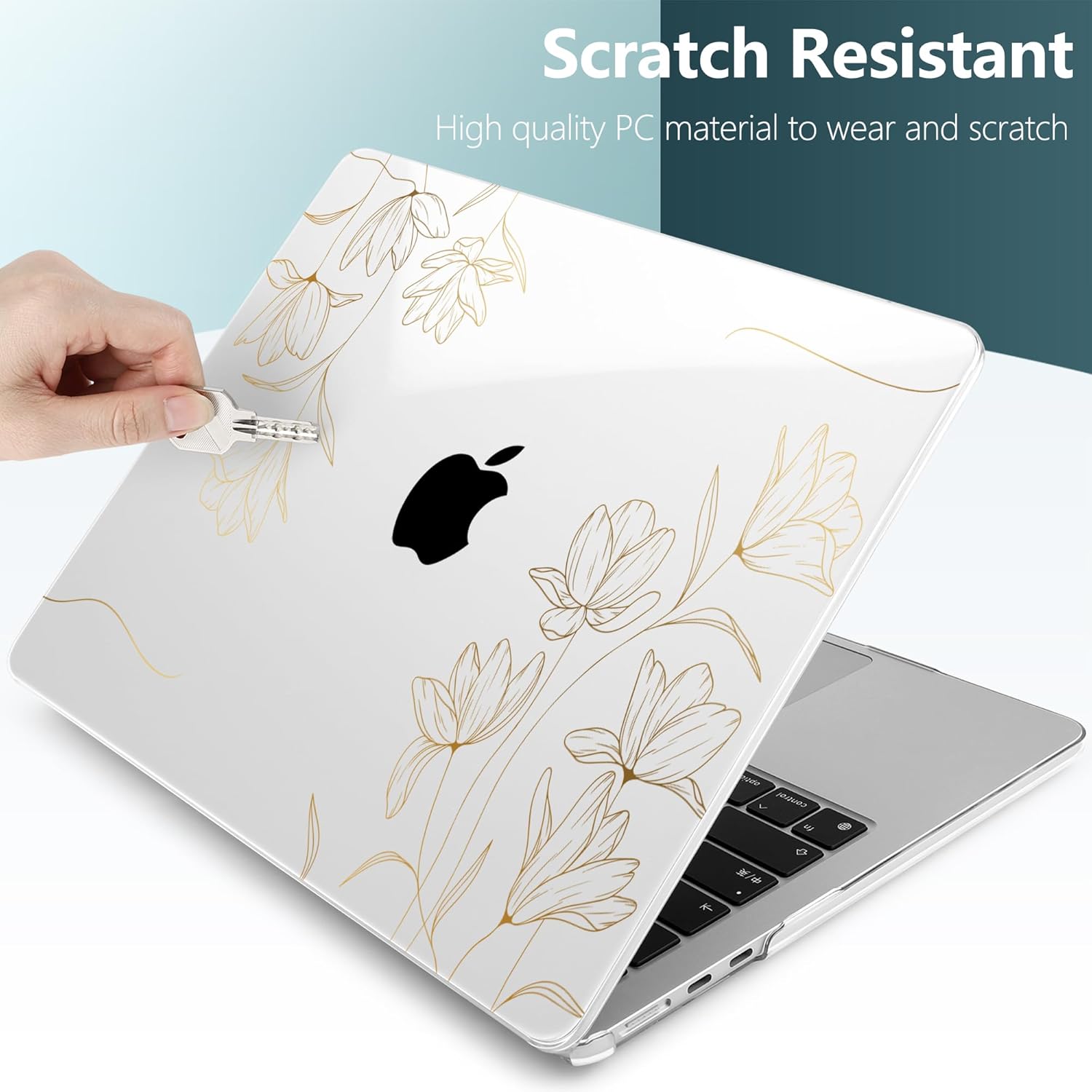 TWOLSKOO for MacBook Air 15 inch Case 2025 2024 2023 Release M4 A3241 M3 A3114 M2 A2941, Plastic Hard Shell & Screen Protector & Keyboard Cover & Trackpad Film, Florals X449 - Image 4