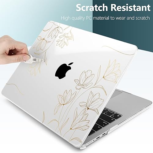 Miniatura 4 de TWOLSKOO Funda para MacBook Air M3 de 13.6 pulgadas 2024 2023 2022 A3113 A2681 M2 con Touch ID, carcasa rígida de plástico transparente con