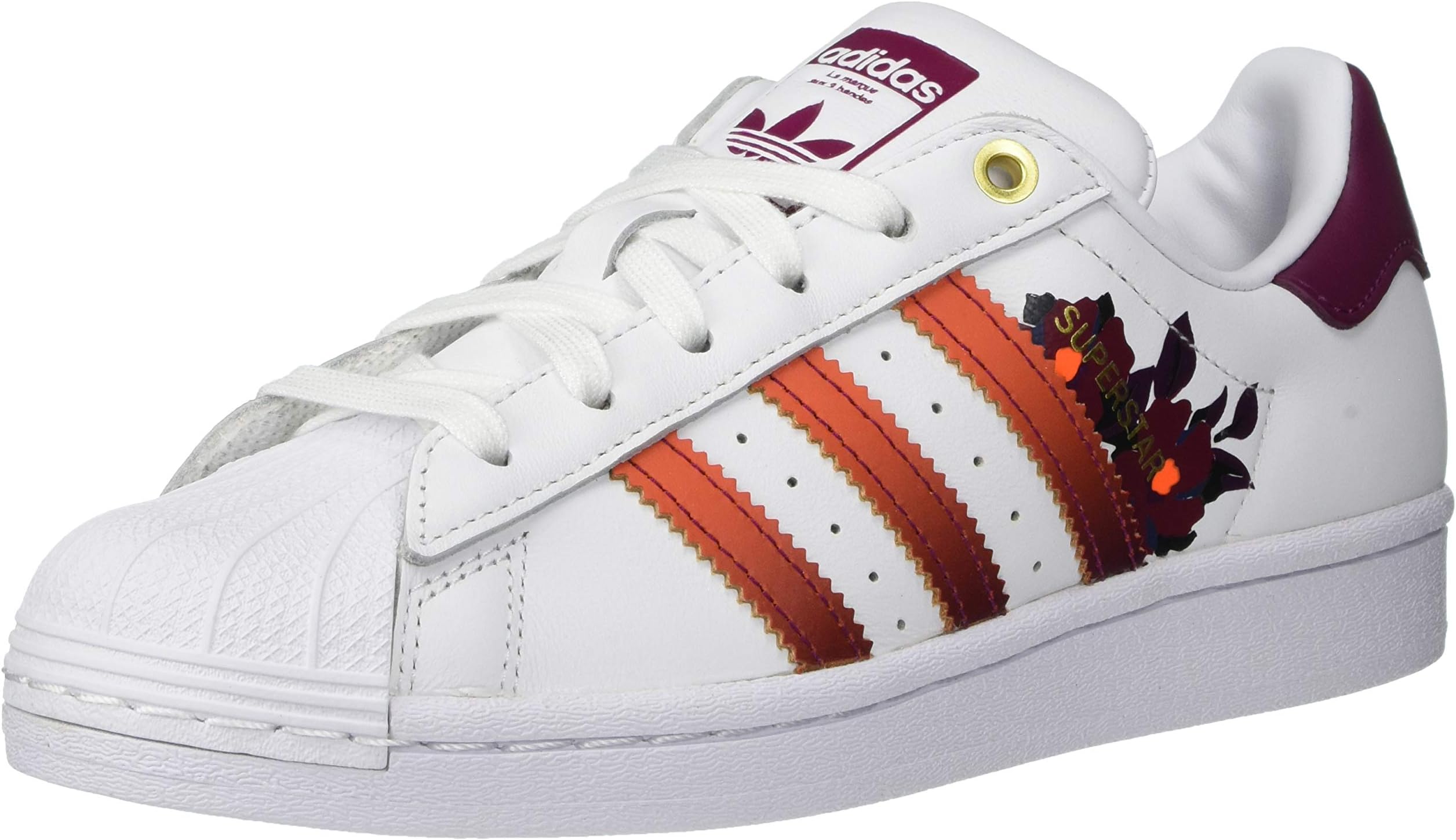 adidas Originals Women's Superstar Sneaker, White/Power Berry, 5.5 M US