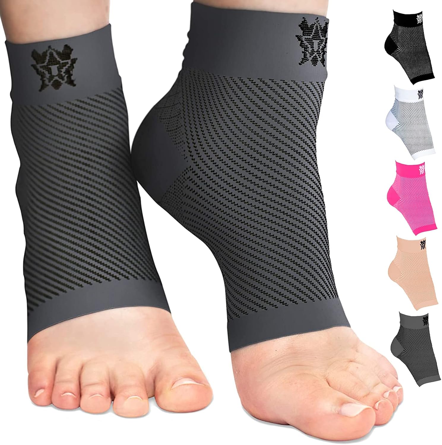 Bitly Ankle Brace for Foot Support - Ankle Compression Sleeve for Heel & Ankle Pain Relief - Neuropathy Nano Socks for Men & Women (Gray, Medium) : Everything Else