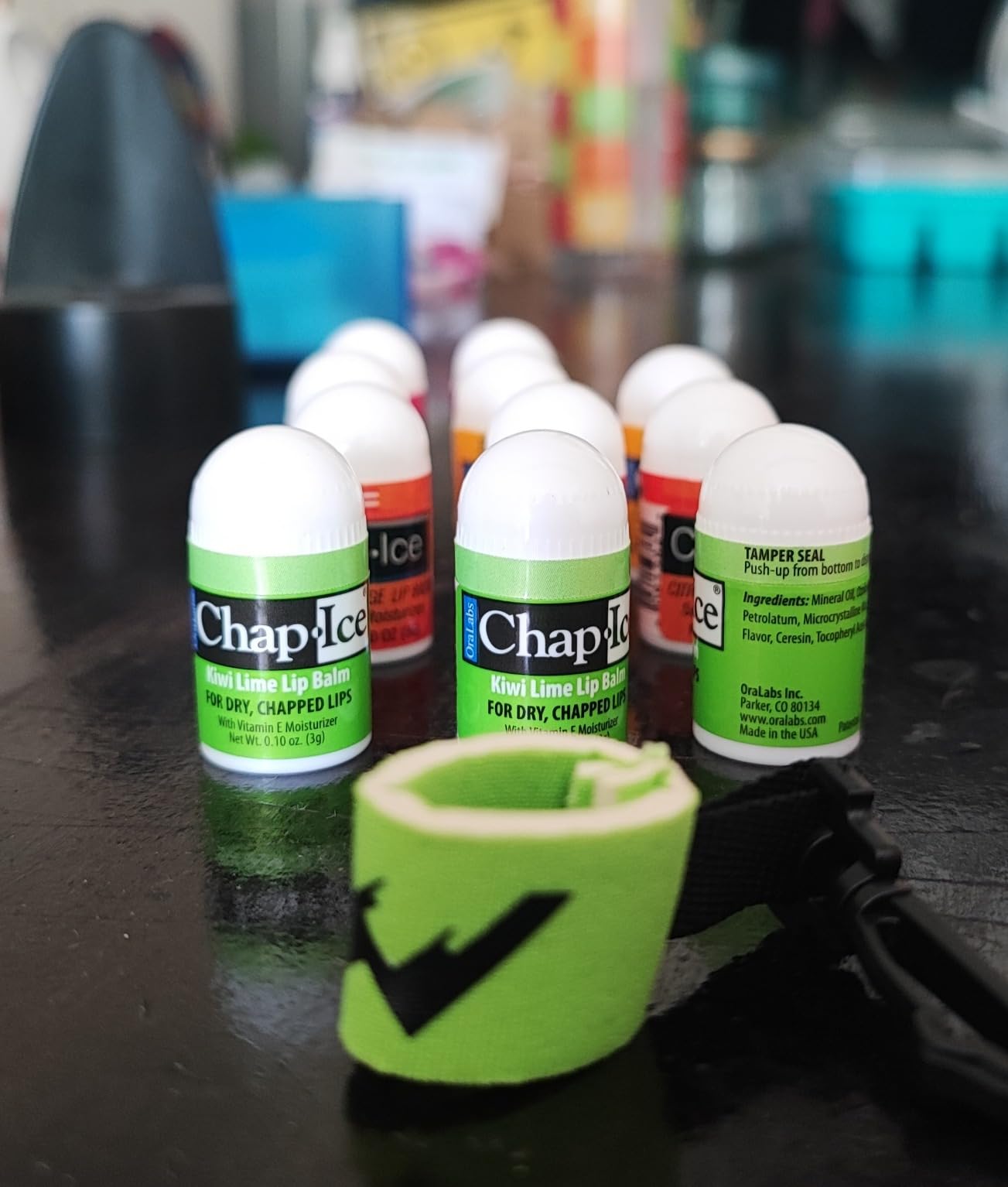 Chap-Ice® | 12-Count Assorted Mini Lip Balm Pack & 1 Lip Balm Keychain with Swivel Clip | Made in USA | 4 Flavors - Cherry, Citrus Orange, Kiwi Lime, & Beeswax (0.10oz/3g Each)