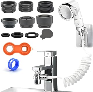 Ducha para Lavabo, Ducha Bidet con Manguera de 1,5 m, Soporte para Cabezal de Ducha y Dispensador de Grifo, Alcachofa para Lavabo para Baño, Bañera de Lavandería