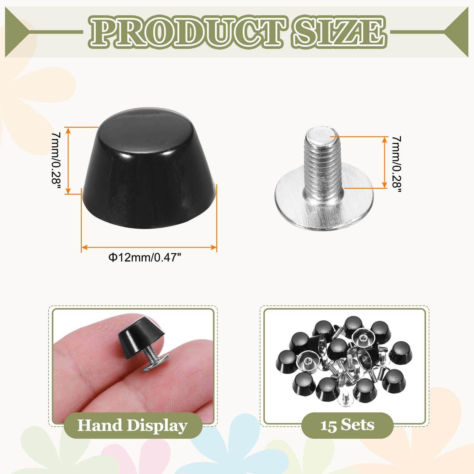 PATIKIL 12mm Screw Back Rivets Stud - Image 2