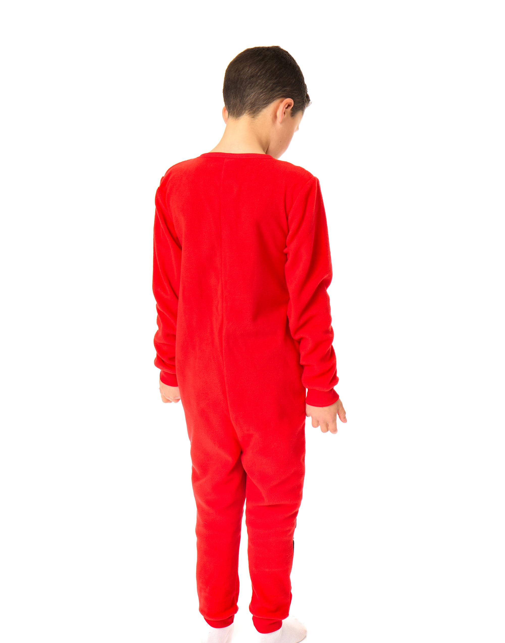 Hot Wheels Combinaison pour Garçons | Pyjama Tout-en-Un pour Enfants en Rouge | Combinaison de Nuit en Fleece avec Fermeture Éclair, Flammes de Course, Outils et Motif à Carreaux