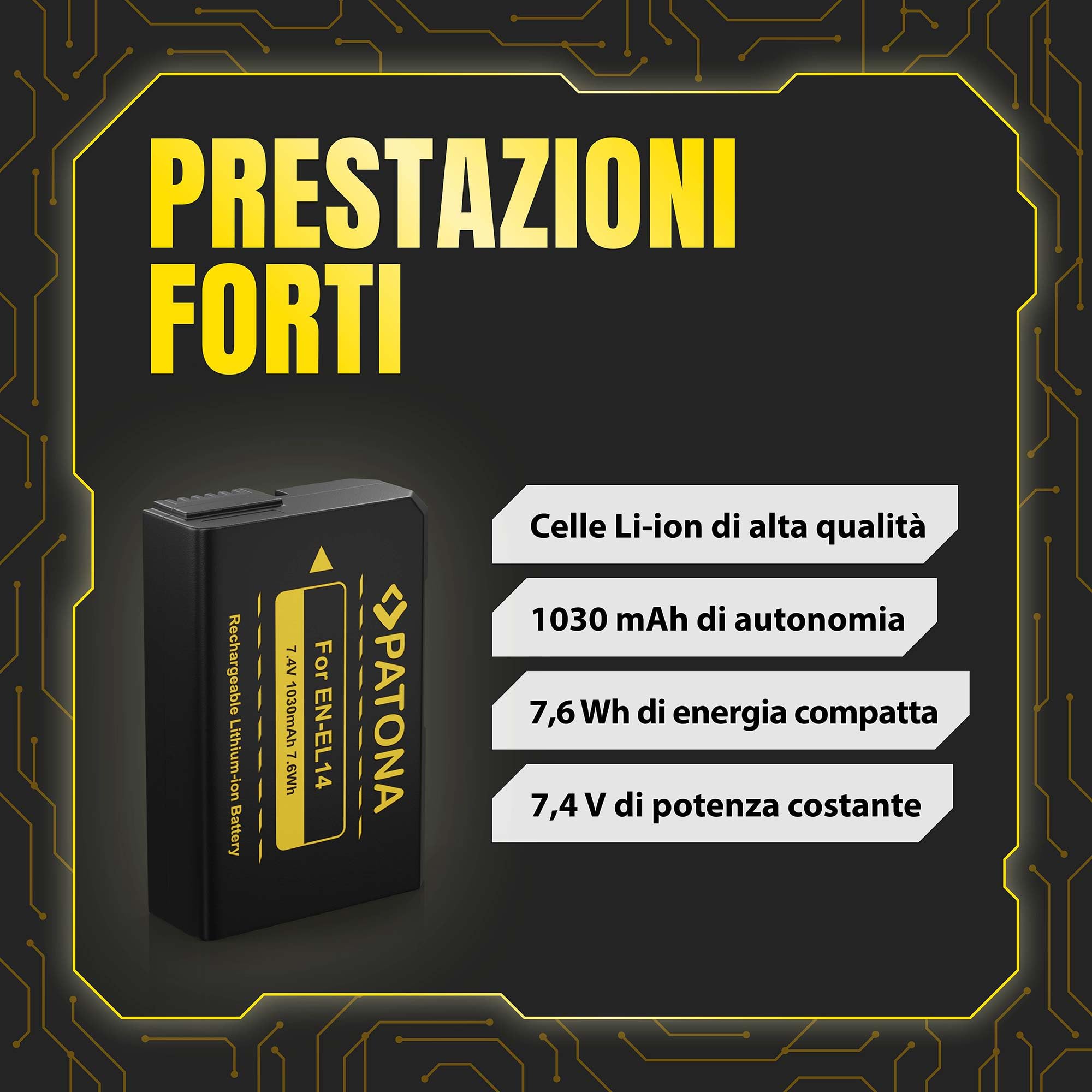 PATONA 2x EN-EL14 Batteria 1030mAh compatibile con Nikon Coolpix P7000 P7100 P7700 P7800 D3100 D3200 D3300 D3400 D3500 D5100 D5200 D5300 D5500 D5600 5600 Df ENEL14 EN EL14 EN EL 14 EN-EL14a
