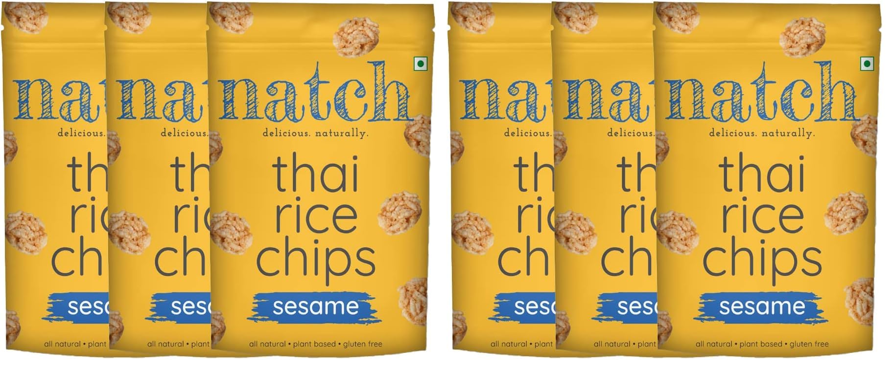 Natch Thai Sticky Rice Chips, Gluten Free, Party Family Pack, Vegan, All Natural Crunchy Crackers (Sesame) 100 Gm (Pack of 6)-image-15