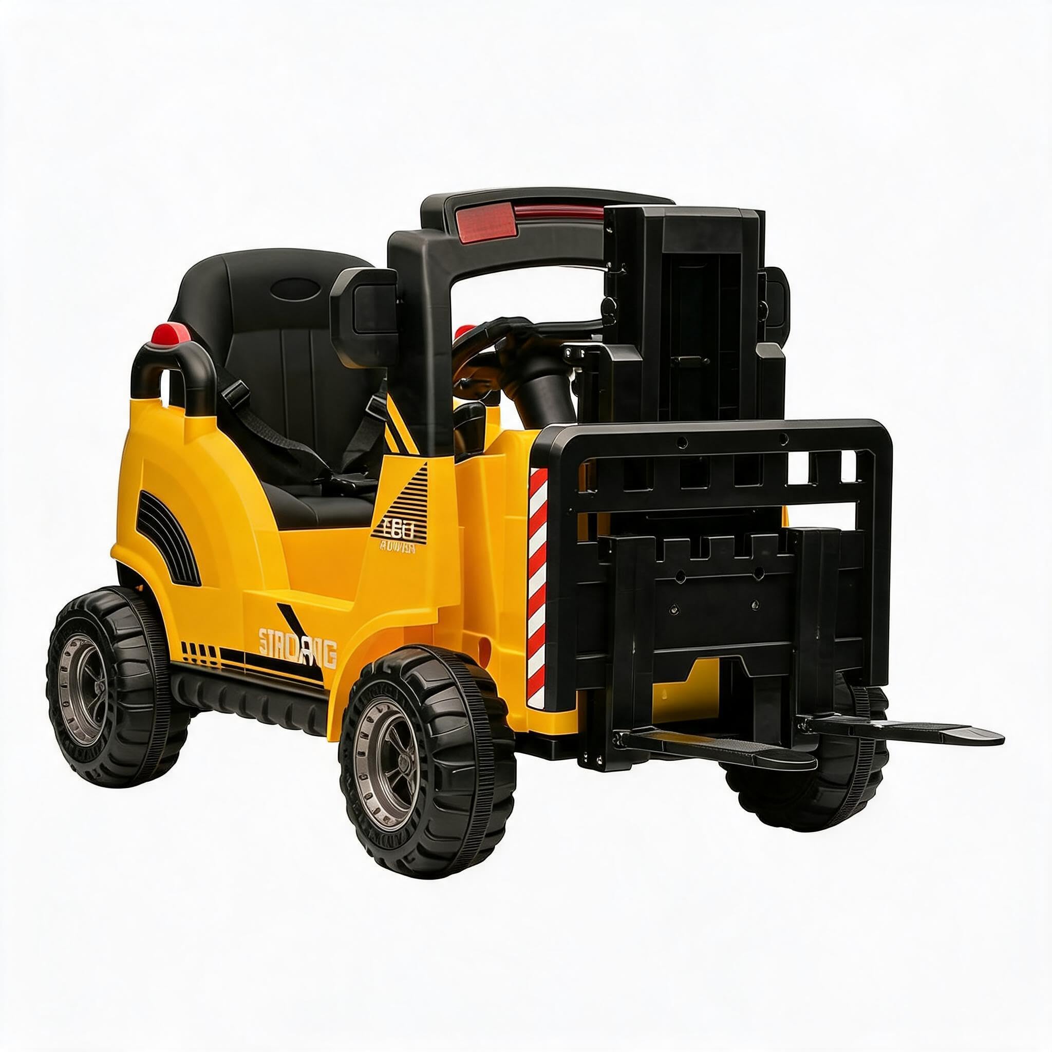 Chariot élévateur électrique Enfant 12V - Fourche réglable + Palette - Télécommande parentale - Musique USB/MP3-2 Vitesses - avec Tente - Dès 3 Ans - Jaune
