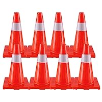 Vista 8 de Conos de Seguridad de Tráfico Jade Butterfly 18 Pulgadas Paquete de 6 - Conos de Estacionamiento de Carretera Naranjas con Collares Reflectantes