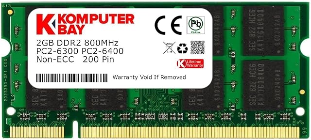 Komputerbay 2GB 200 Pin 800MHz PC2 6400/PC2 6300 DDR2 SODIMM Memory Module