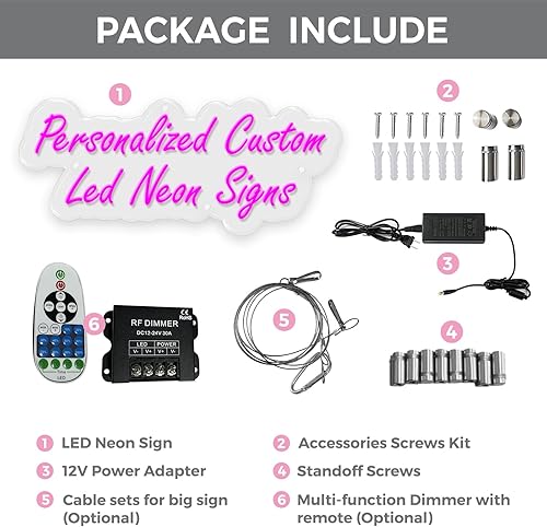 Miniatura 6 de Letreros de neón personalizados, letreros LED de neón regulables personalizados para cumpleaños familiar, bar, boda, fiesta, luz nocturna y logotipo