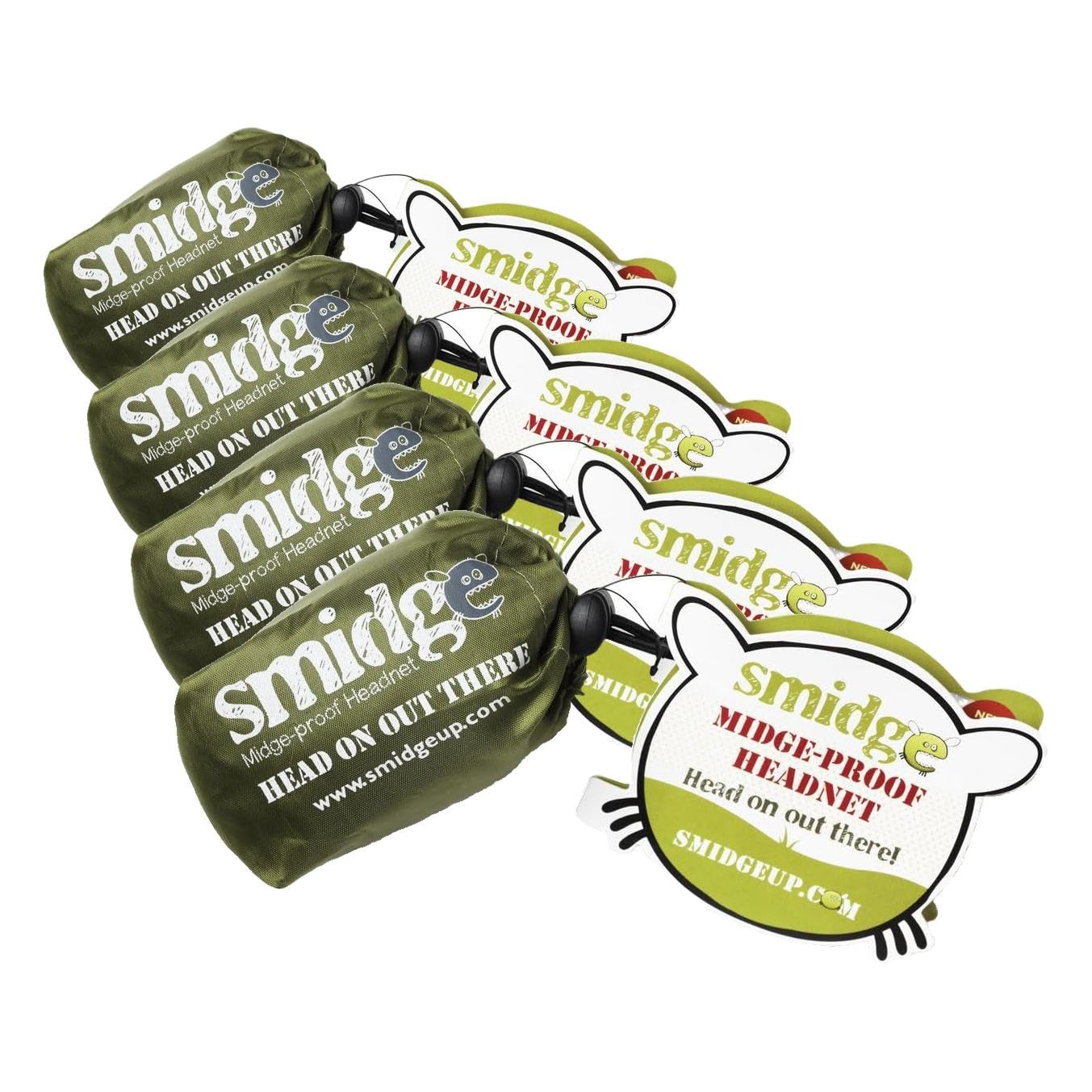Smidge Unisexe Moustiquaire Super légère Filet pour la tête Vert Taille Unique (Lot de 4)