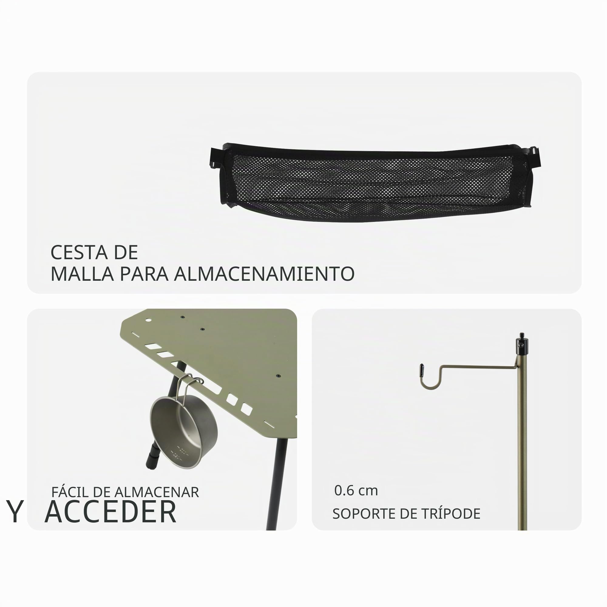 Naturehike Mesa de camping plegable en 3 niveles, resistente para el hogar, cocina, picnic y exterior, plegable compacta, ideal para camping y uso diario