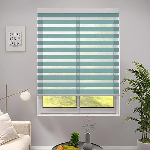 ACMEART Persianas enrollables sin cordón, persiana enrollable cebra con cenefa, persianas y persianas de cebra, más seguras para niños y mascotas,
