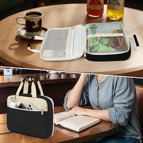 Miniatura 7 de Fundas para la Biblia para mujer, funda de transporte para la Biblia de gran tamaño, bolsa de Biblia de iglesia con asa acolchada, correa de hombro