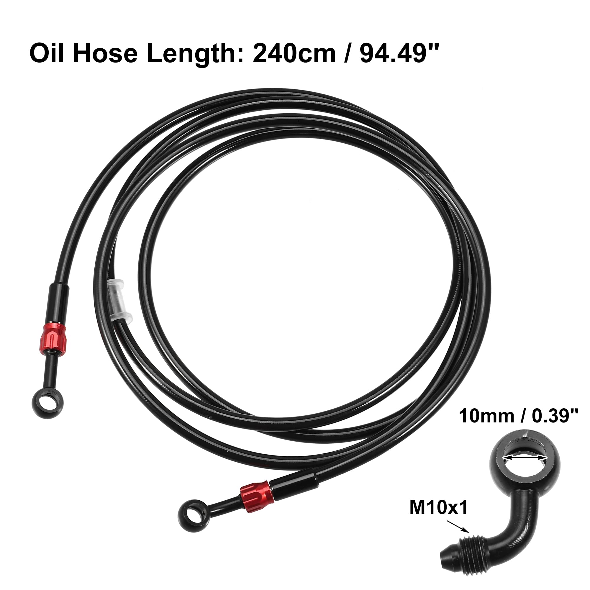 A ABSOPRO Manguera De Freno An3 28 90 Grados Negro 1 Juego Para Motocicleta | Silicona Y Aluminio, M10X1, 10Mm, Para Todoterreno, Scooters, Atv, Etc.