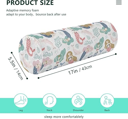 Miniatura 3 de Kawaii Mermaids Undersea Long Bolster Pillow for Bed Neck Roll Pillows Round Pillow Form Foam Cylinder Pillow Neck Support Pillows for