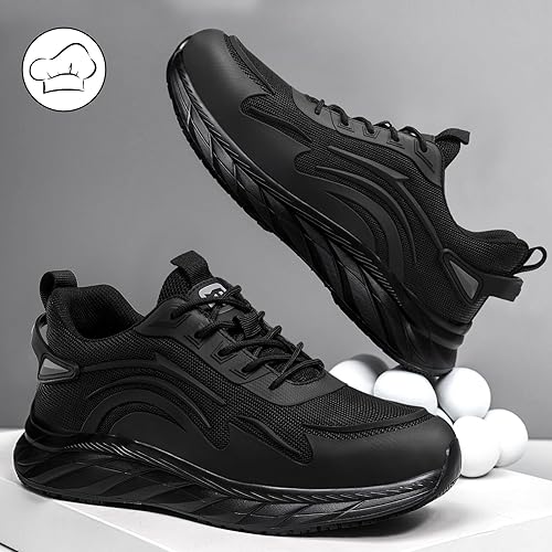 Miniatura 4 de Zapatos de trabajo antideslizantes para hombre, antideslizantes, para cocina, restaurante y servicio de alimentos, ligeros, transpirables, zapatos