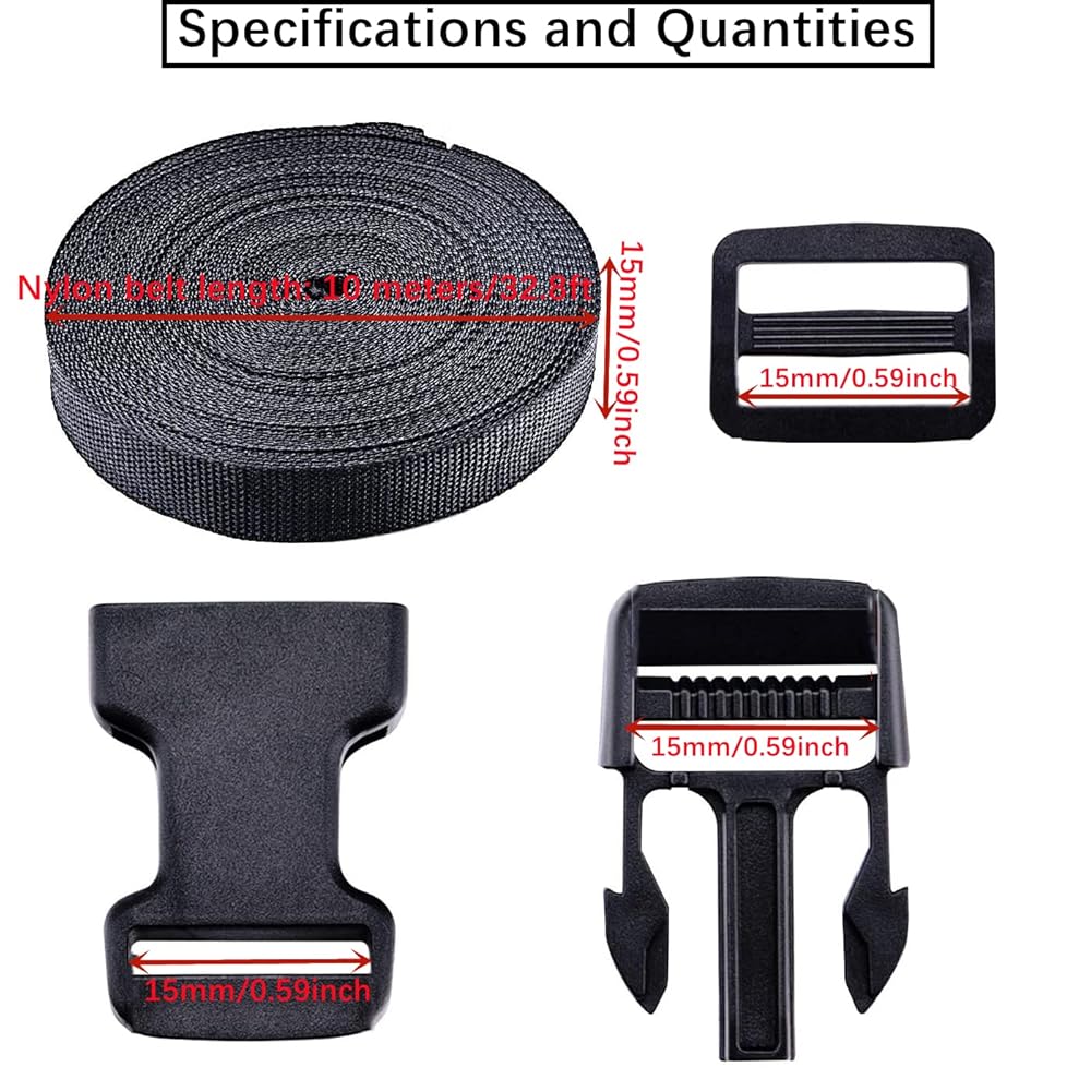 Fettuccia Nylon 25mm X 10m + 10 Fibbie A Scatto - Kit Per Fai Da Te, Zaini, Guinzagli, Attrezzatura - Foto 5