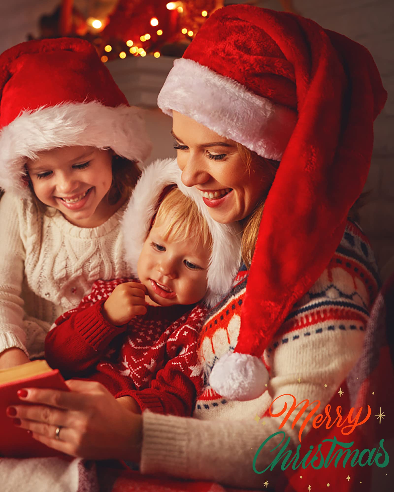 Dolkoic Lange Plüsch-Weihnachtsmannmütze, Weihnachtsmütze für Erwachsene, Unisex, Weihnachten, Halloween, Kostümpartys