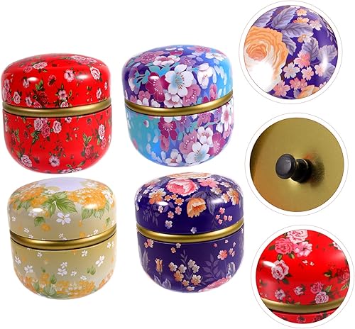 Miniatura 4 de Cabilock 4 frascos de hojalata vacíos decorativos retro para almacenamiento de dulces cajas recargables con tapa para velas de té sueltas