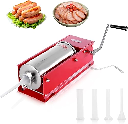 Miniatura 27 de Hakka - Embutidor de salchichas de 11 libras/5 L, dos velocidades de llenado de acero pintado en aerosol vertical 7-11 libras