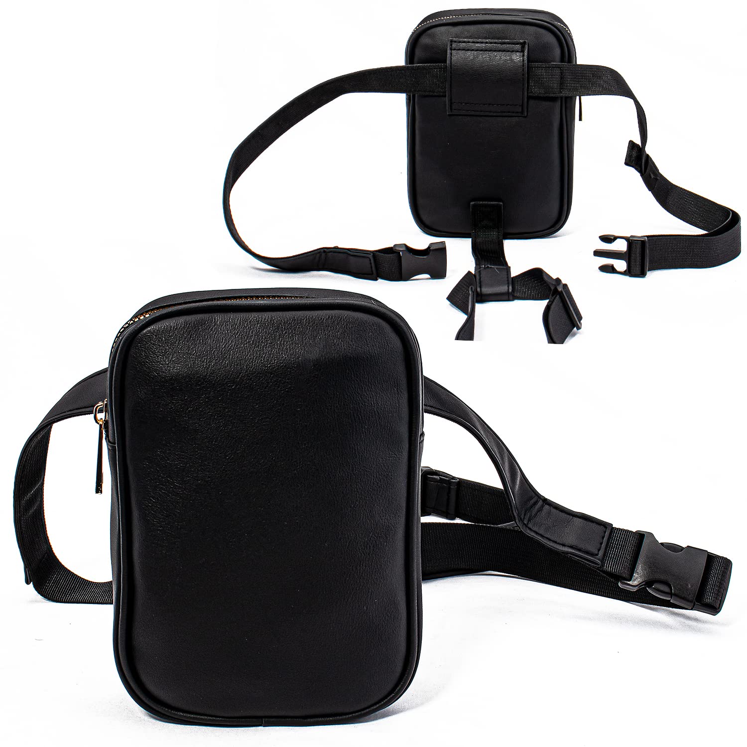 Peicees Womens Drop Leg Bag with Leg Strap Leather Thigh Bag for Motorcycle Costume Accessories Fashion Fanny Bag Belt Pouch: Black