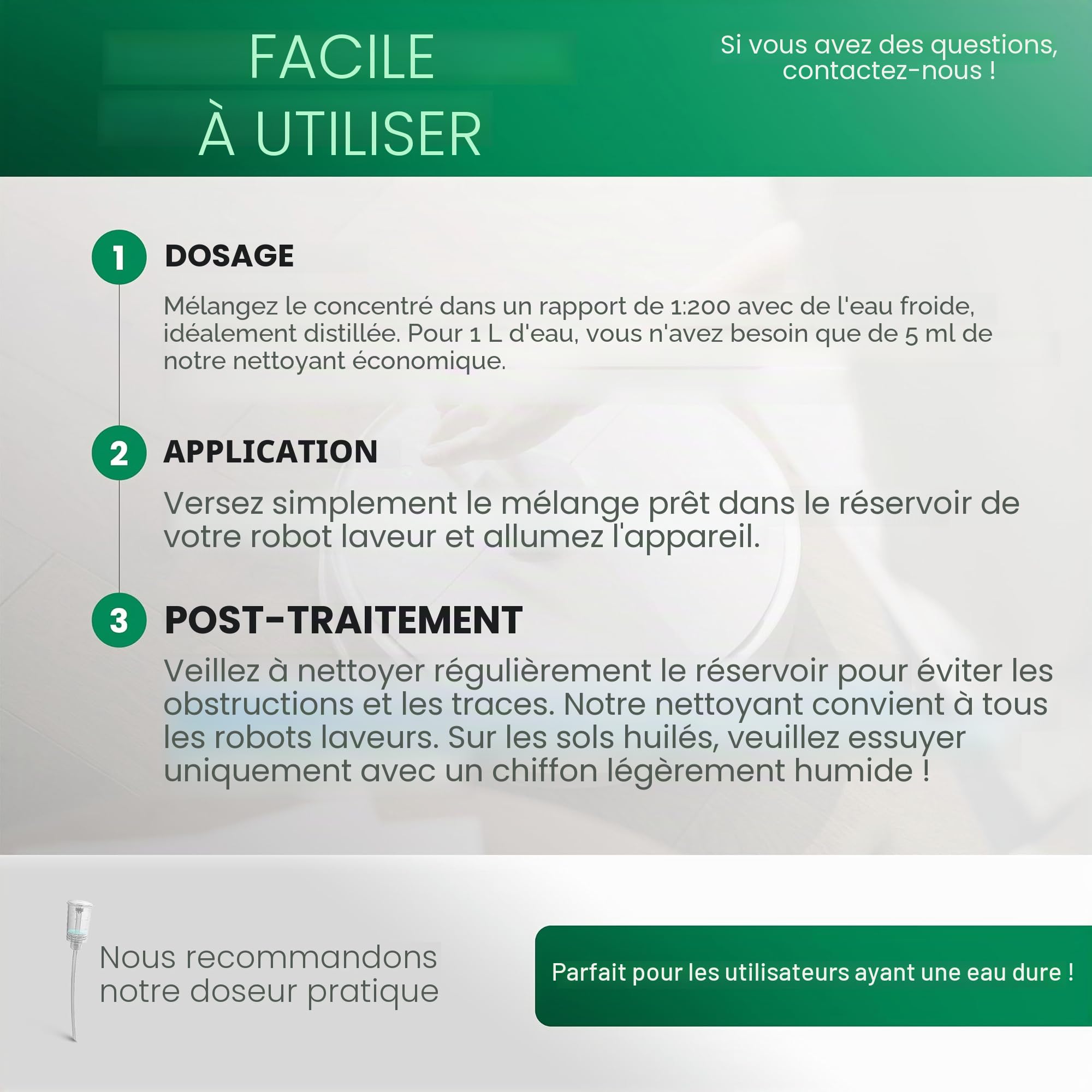 BIOHY Nettoyant pour sol pour station de robot laveur avec parfum d'orange (bouteille de 1 L) | Solution nettoyante concentrée pour tous les robots laveurs et aspirateurs avec fonction humide | Faible