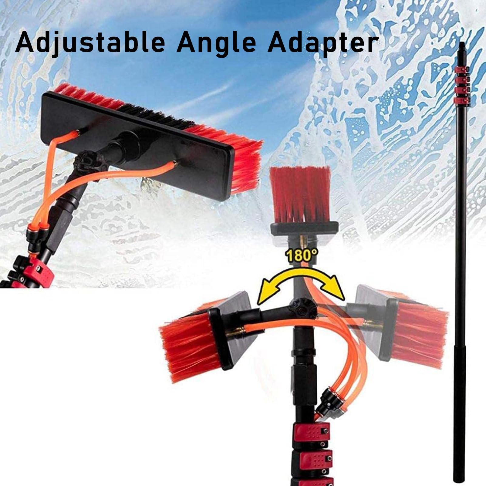 Productos de Limpieza, cepillos telescópicos suministrados con Agua, Cepillo telescópico Alimentado por Agua con 4 caños, Limpiador de escobilla de Goma Extensible para Ventanas, p