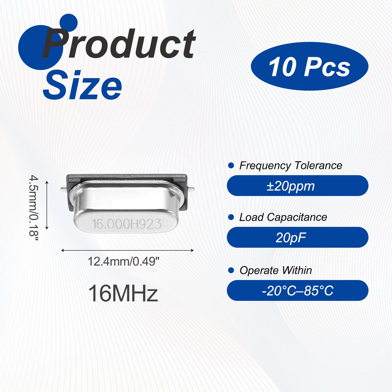 QUARKZMAN 10 Pcs Oscilador De Cristal De Cuarzo 16MHz Resonadores Pasivos Kit Variedad Dispositivo Montaje Superficie