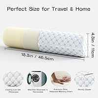 Vista 2 de Almohada Cervical de Rollo, Almohadas de Soporte Cervical de Espuma Viscoelástica, Almohadas de Cuello Redondas, Almohadas Cilíndricas de Refuerzo