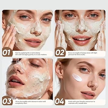 Coffee Face Scrub Exfoliator, Gentle Facial Scrub Exfoliator with AHA, BHA, Malic, Blackhead Remover & Body Smoothing, 4.23 fl.oz/120g