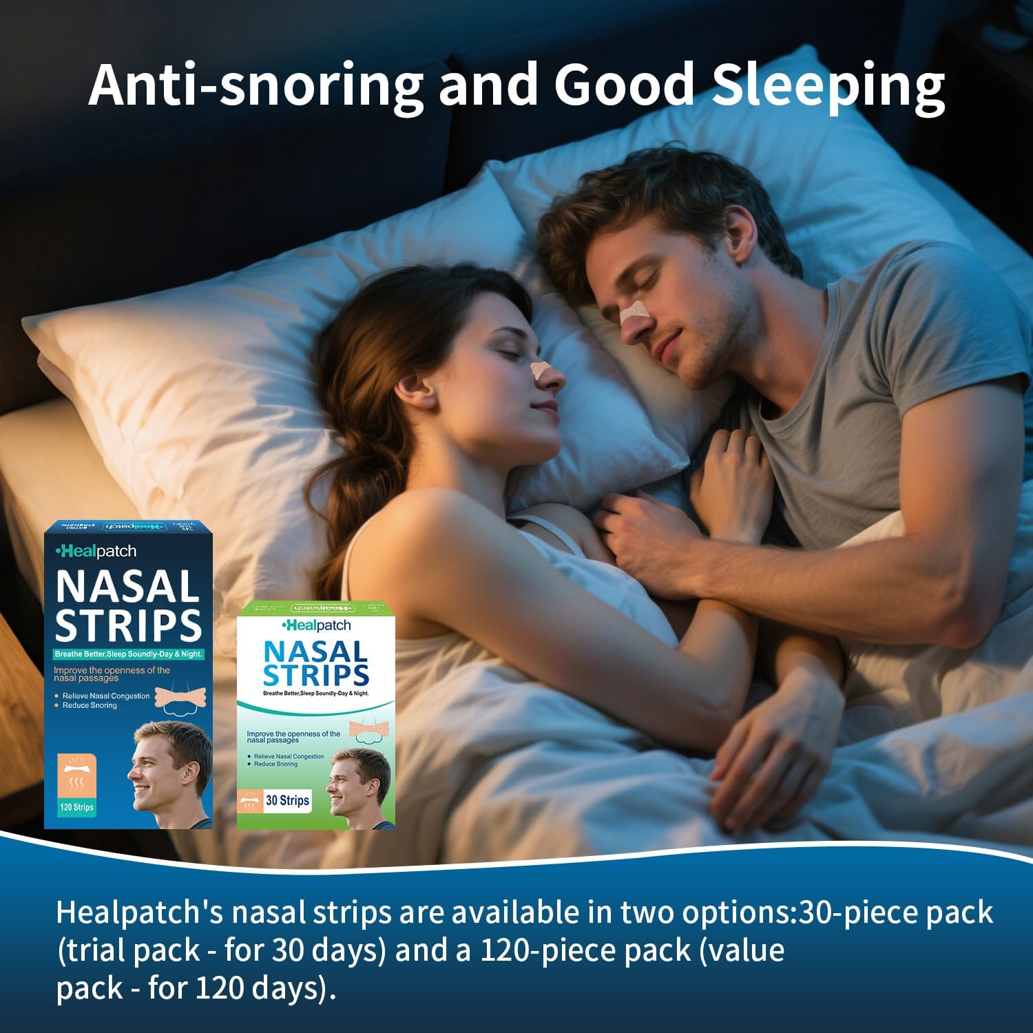 120Ct Nasal Strips for Snoring & Breathing Relief | Nose Tape for Nasal Congestion Relief | Effective Nose Strips to Open Airway, Improve Sleep & Anti Snoring (120 Packs) - Image 3