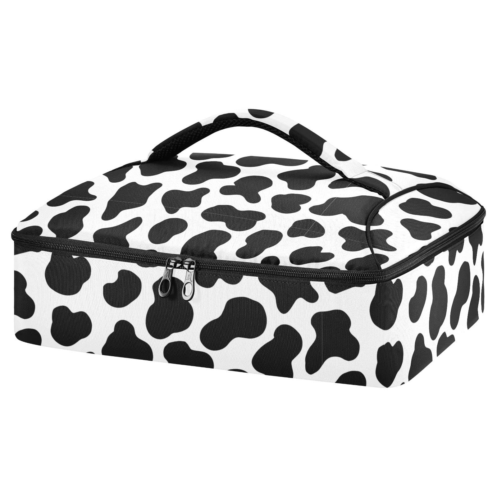 binoaZOEO Casserole Carrier Insulated Cow Stria Dish 9x13 with Lid Party Travel Warmer Bag for Hot or Cold Food Lasagna Pizza Holder Tote