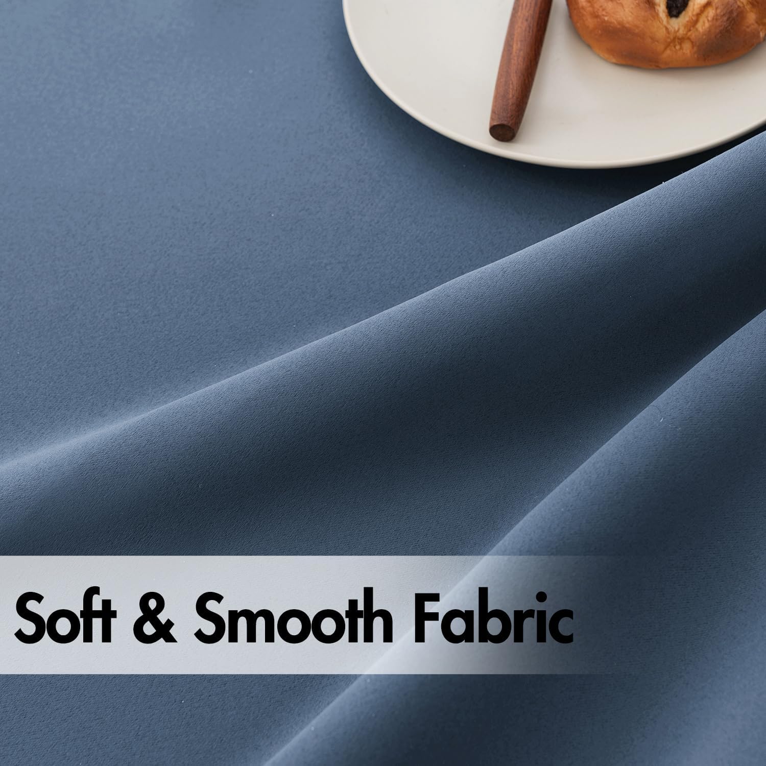ANRODUO Rod Pocket and Back Tab Pleated Blackout Curtains with Hooks, Rings, Stone Blue Curtains 84 Inches Long 2 Panels, Thermal Insulated Room Darkening Living Room Bedroom Curtain, 42x84 Inches