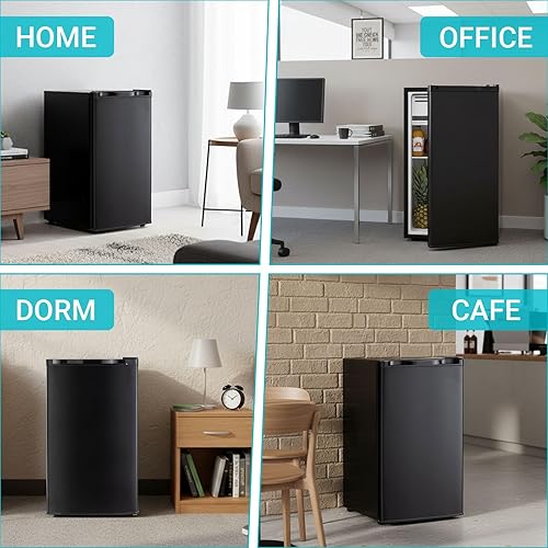 Miniatura 5 de Mini refrigerador de 3.2 pies cúbicos con congelador, refrigerador pequeño de una sola puerta con termostato ajustable de 7 niveles, ahorro de