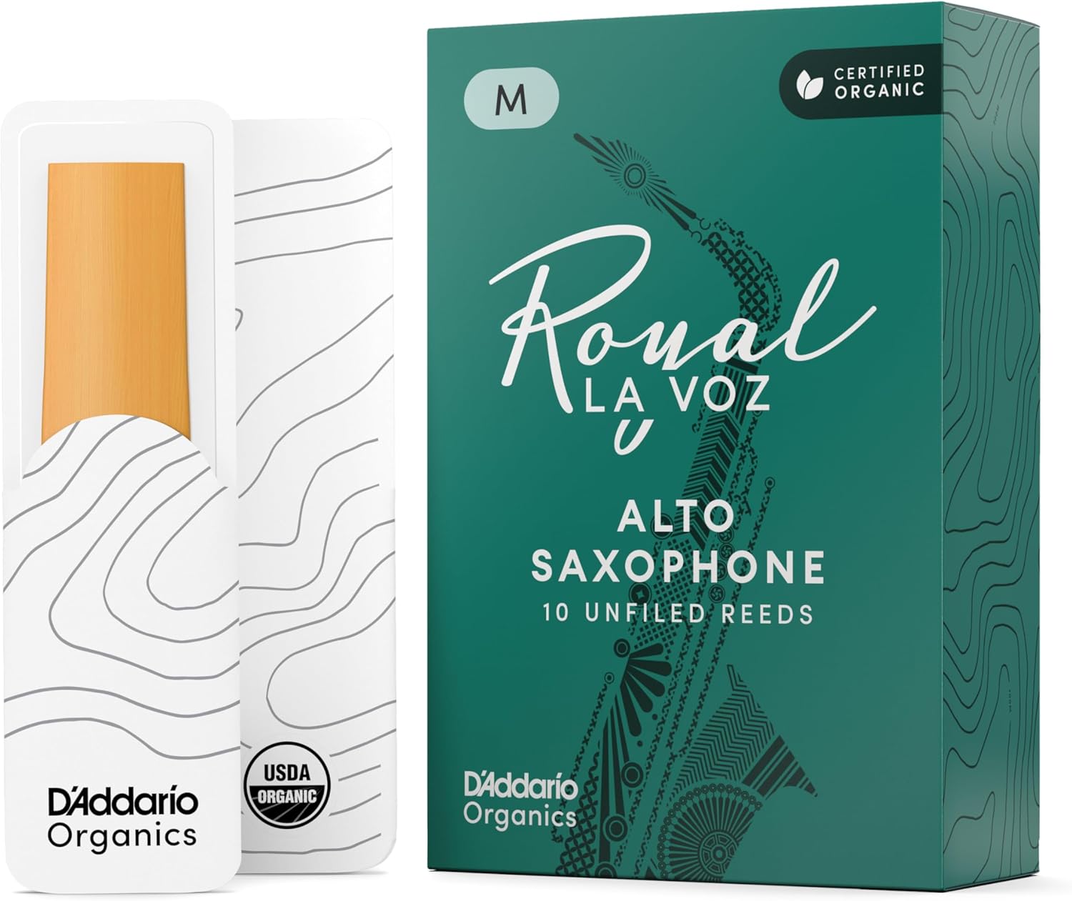 D'Addario La Voz Alto Sax Reeds - Alto Saxophone Reeds - RJC10MD - Unfiled Cut - Medium - 10-Pack
