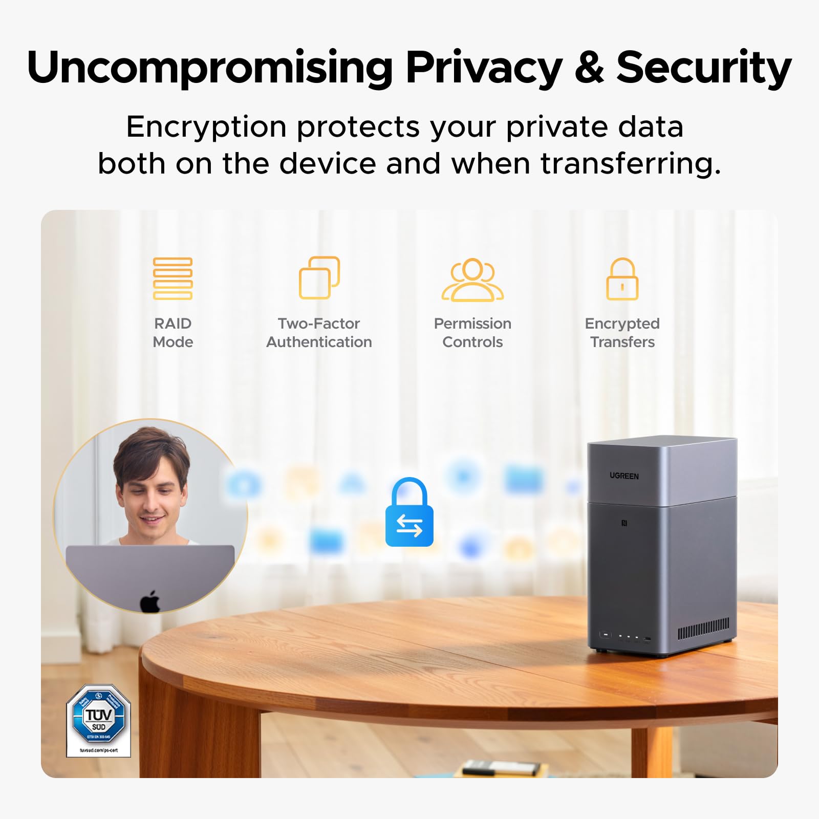 UGREEN NASync DH2300 2 Bay Desktop NAS, 4GB RAM, NFC One-Touch Connection, AI Photo Album, 1GbE LAN, Beginner-Friendly NAS System, NAS Server for Home (Diskless) (DH2300) — view 8