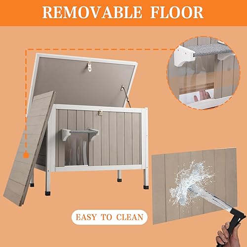 Miniatura 5 de Casa Aislada para Gatos de 30.7" de Largo, Refugio de Espuma Completo para Gatos Ferales de Invierno, Recinto para Gatos de Exterior Resistente a la