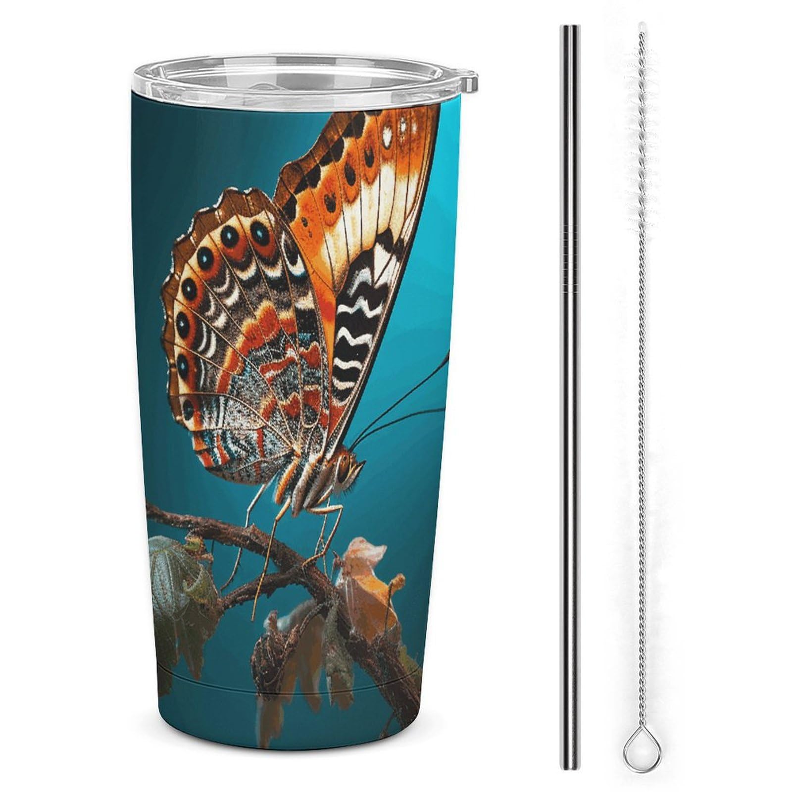 Mug de voyage isotherme 591ml acier inoxydable papillon pour thé et café
