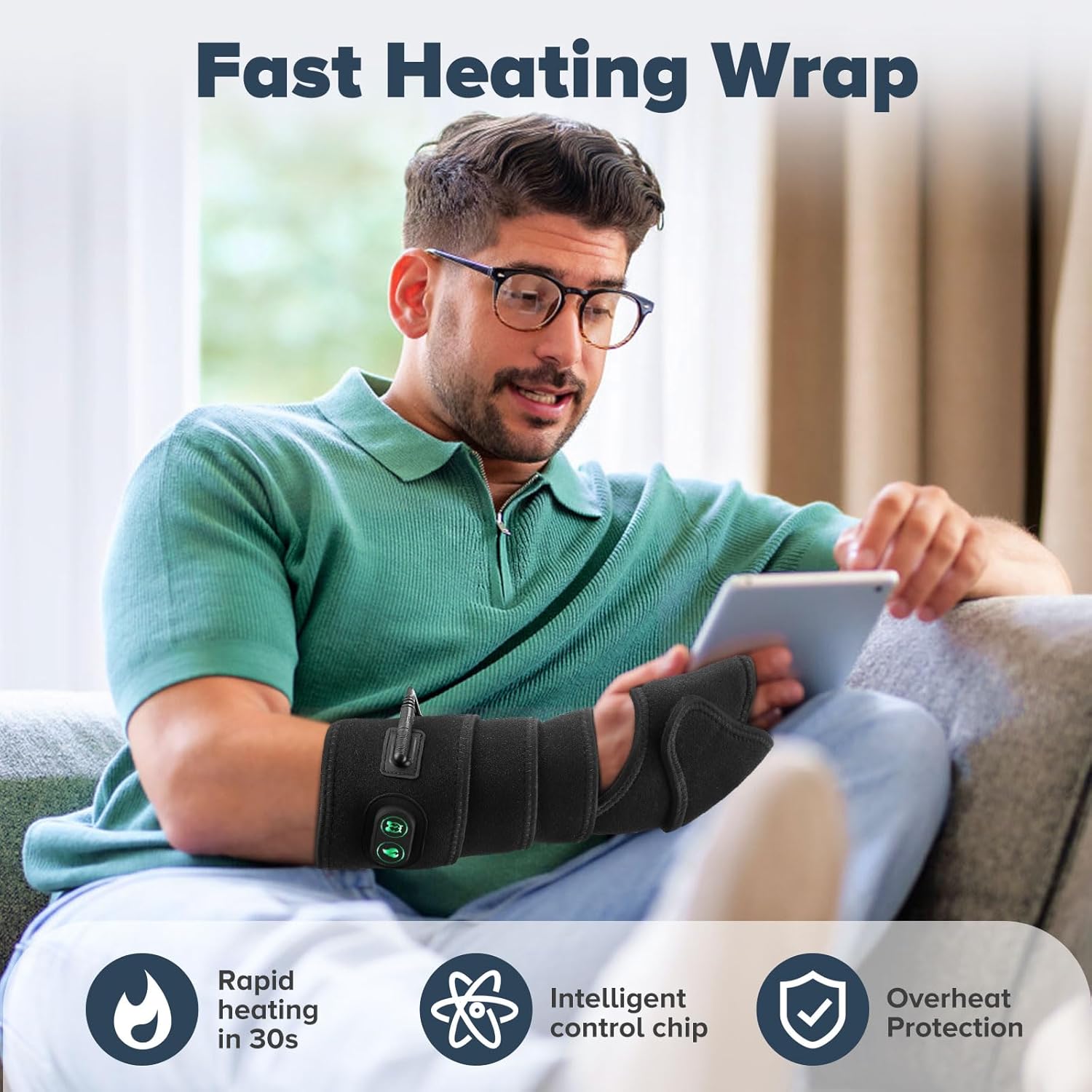 Elbow Heating Pad for Tennis Elbow & Arm Pain Relief, Elbow Massager Wrap for Forearm Soreness, Rechargeable Heat Therapy for Typing, Lifting, Sports & Overused Arms - Image 5