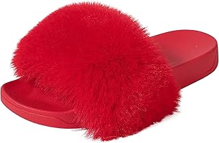 Ladies Fluffy Slippers Faux Fur Soft Slippers Stylish Open Toe Girls Sandals Outdoor Indoor Furry Comfortable