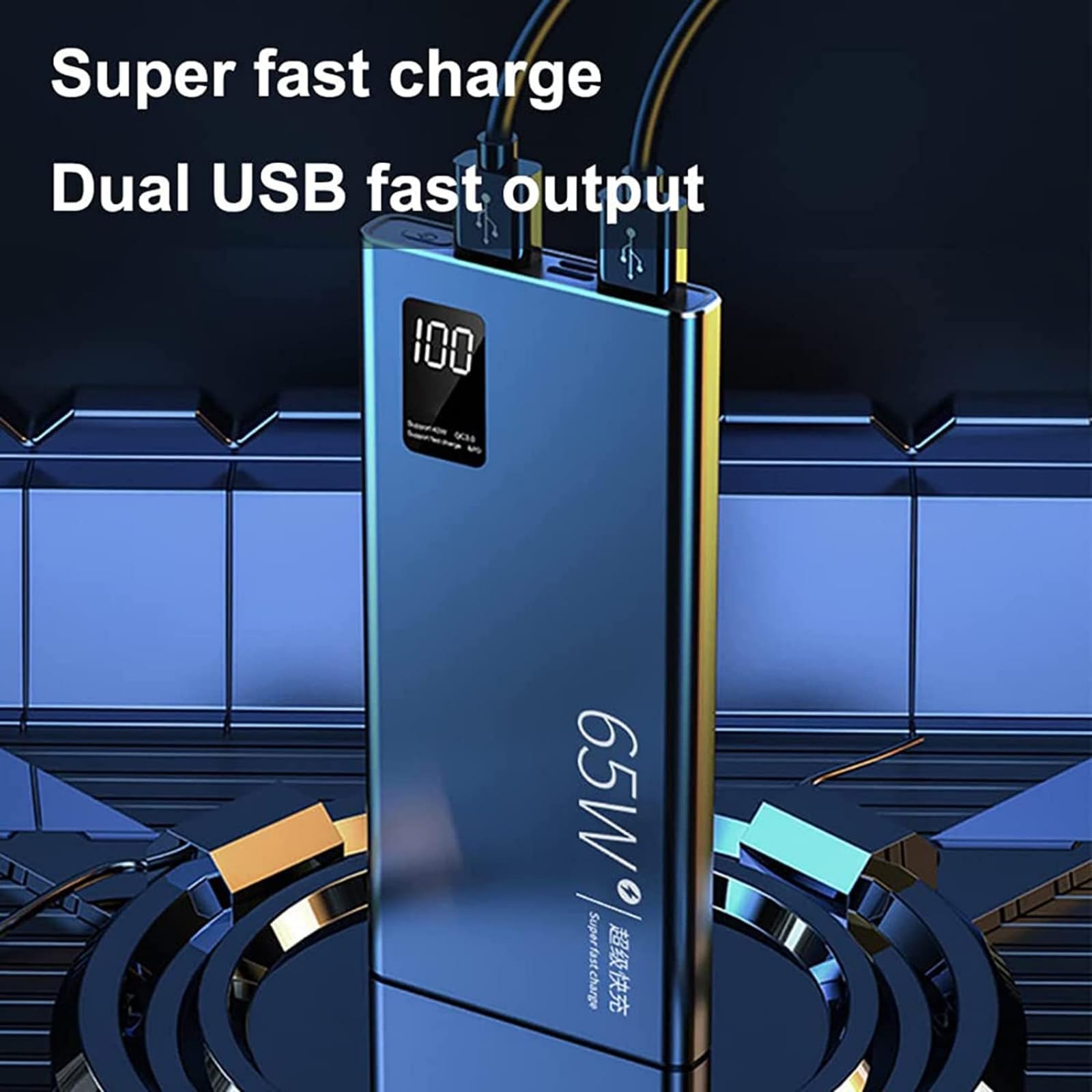 Chargeur Portable Power Bank Batterie Externe à Charge Rapide 65W Chargeur Portable 50000Mah Power Bank, PD 20W QC3.0 Batterie Externe à Charge Rapide avec écran LED, Cell P