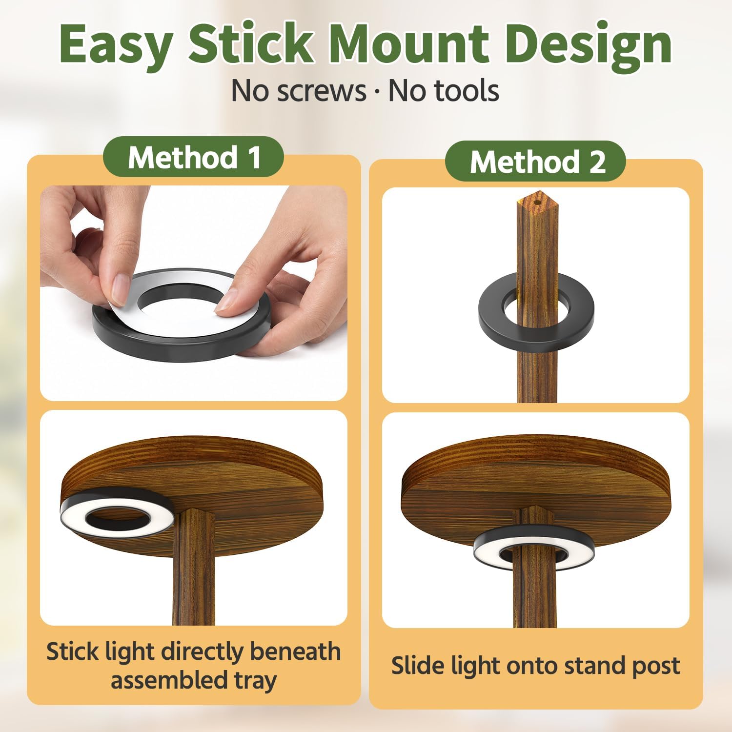 LASZOLA Wood Small Plant Stand Table Indoor Tall with Lights, 3 Tier Brown image 3